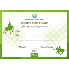 School Sports Award Certificate Polo A4 Size | Use on Laser Printer